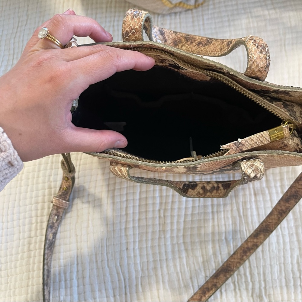 Madewell Snakeskin Zip Top Transport Tote Purse - Picture 9 of 9